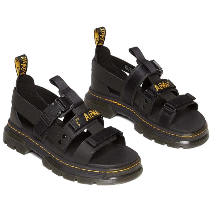 Dr. Martens Leather Fabric Comfortable Casual Beach Sandals Unisex Sandals Black 31574001
