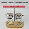 Beifu Modern Glass Seasoning Dispenser Set with Wooden Base