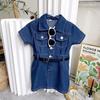 Girls' Short Sleeve Denim Summer Dress - RX1668