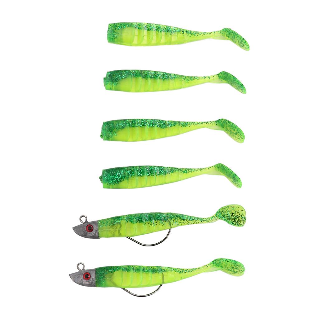 2 Sets Silicone Artificial Fishing Bait Soft Fishing Lure for Saltwater FreshwaterOil Green