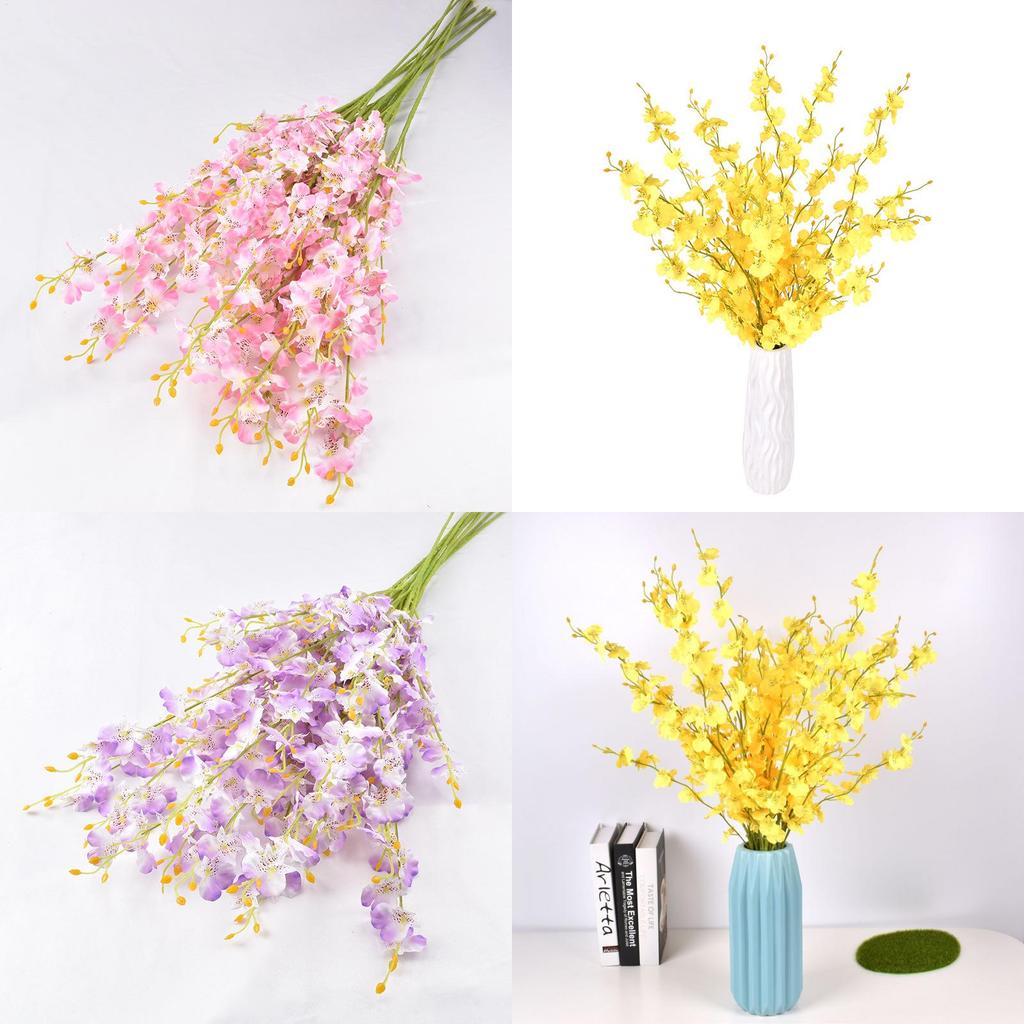Fivebranch Oncidium Artificial Flower Bundle For Hotel And Event Decoration With Durable Silken Material