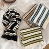 Black and white plaid wool short small scarf women's winter warm versatile striped plaid knitted couple scarf