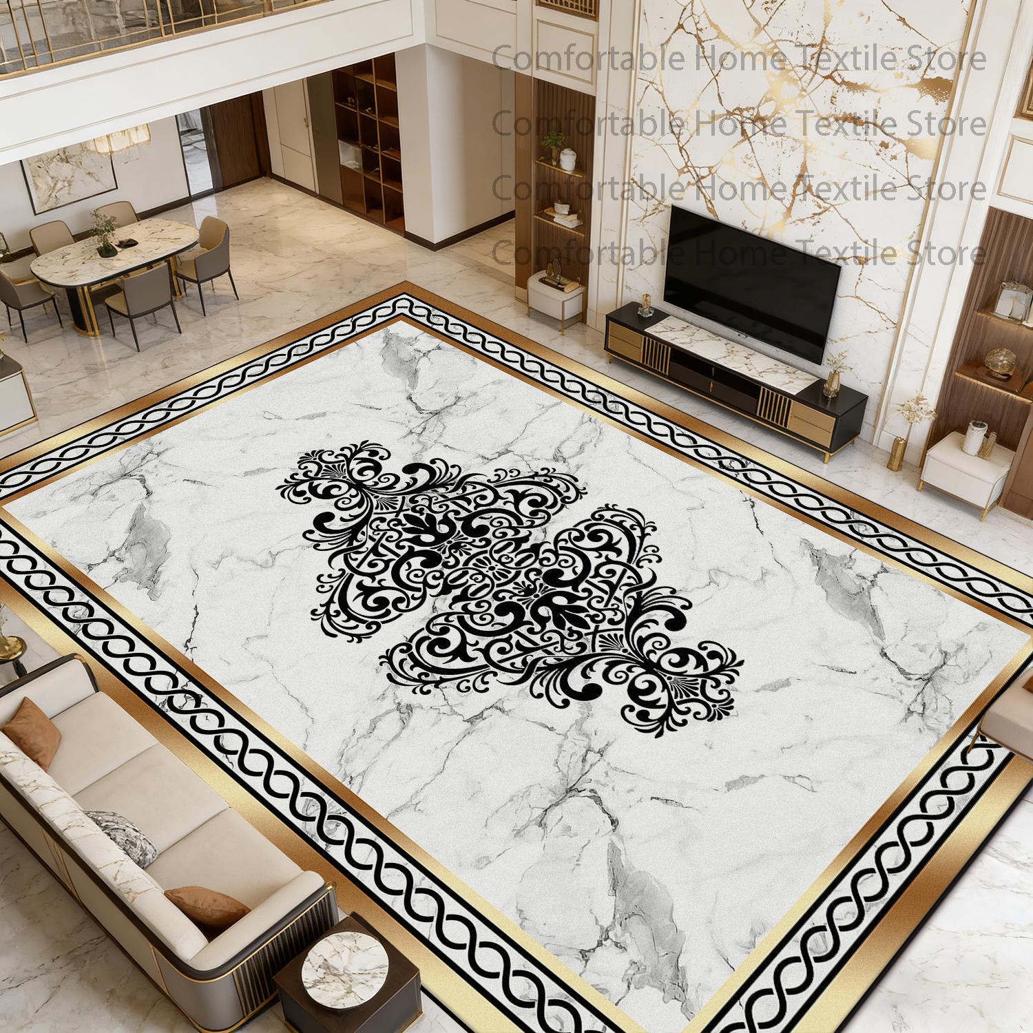 

Modern Luxury Marble Fluffy Living Room Carpet Decoration Bedroom Bedside Non-slip Soft Rug Easy Clean Lint-free Large Floor Mat 60x90cm