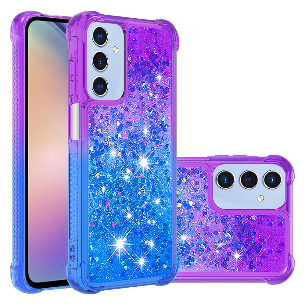 

For Samsung Galaxy A16 5G/Galaxy A16 4G TPU Case Gradient Quicksand Phone Back Cover Purple+Sky Blue