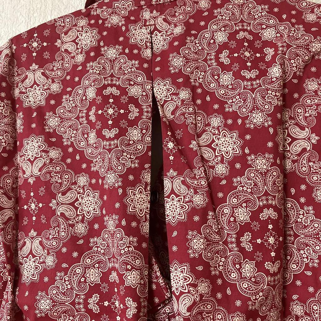 [USED] SCULPTOR Red Floral Bandana Print Short Sleeve Dress, Size Small