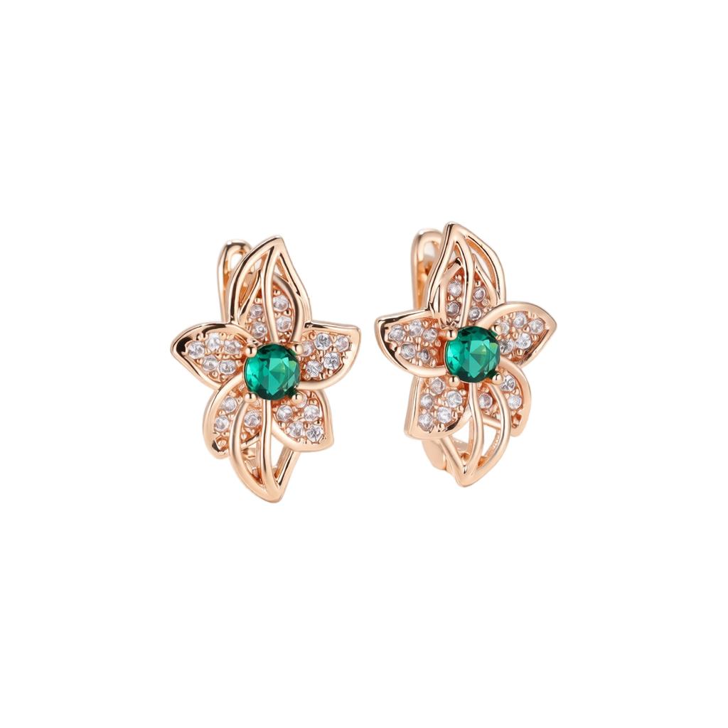 Flower Stud Earrings for Women, Zircon with Colored Border, Everyday Jewelry