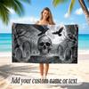 Skull Gothic Theme Beach Towel Personalized Custom Name & Text Soft Quick Dry Beach Towel for Swimming Travel