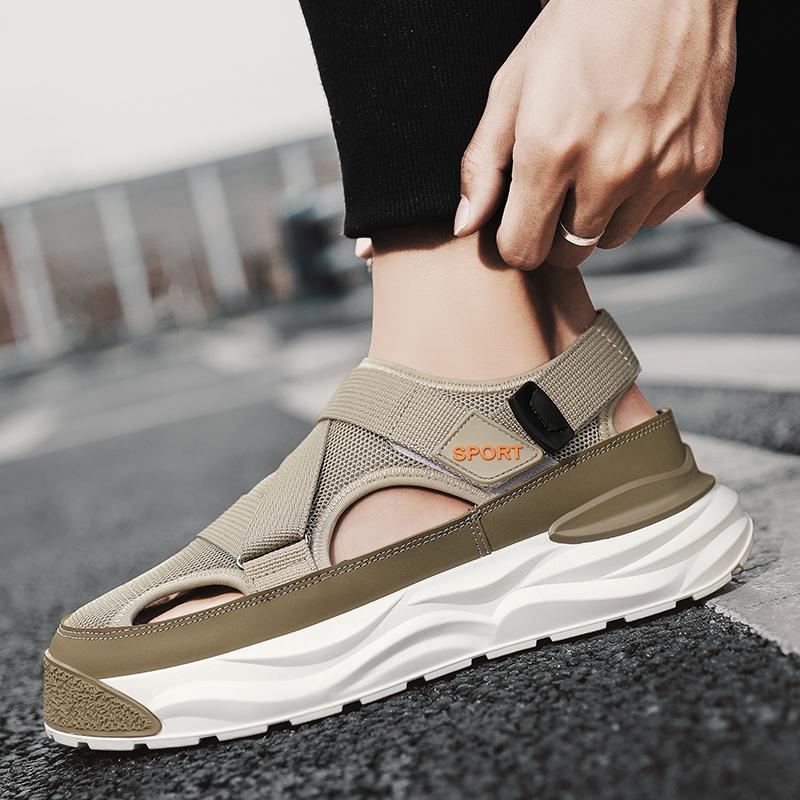 Men's Anti Slip Wear-resistant Fashionable Sports Sandals Thick Soled Breathable Mesh Perforated Shoes Men's Shoes Trendy Shoes