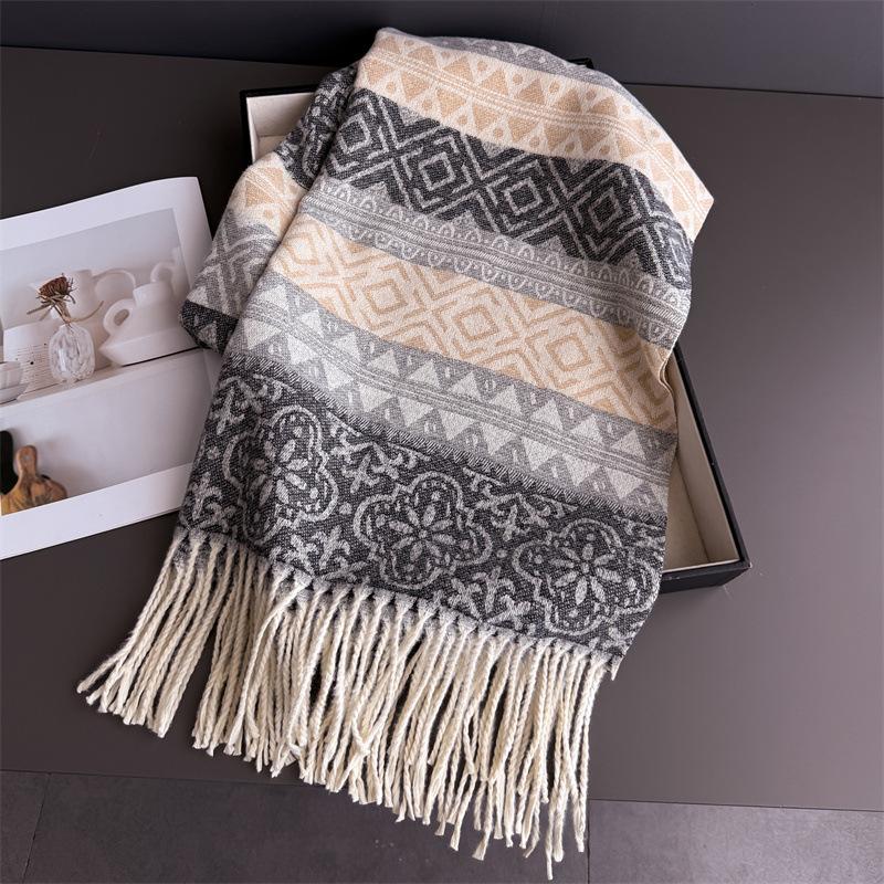 Luxury  Print Cashmere Scarf Women Warm Winter Pashmina Shawl Wrap Elegant Female Blanket Stoles Designer Ethnic Hijab
