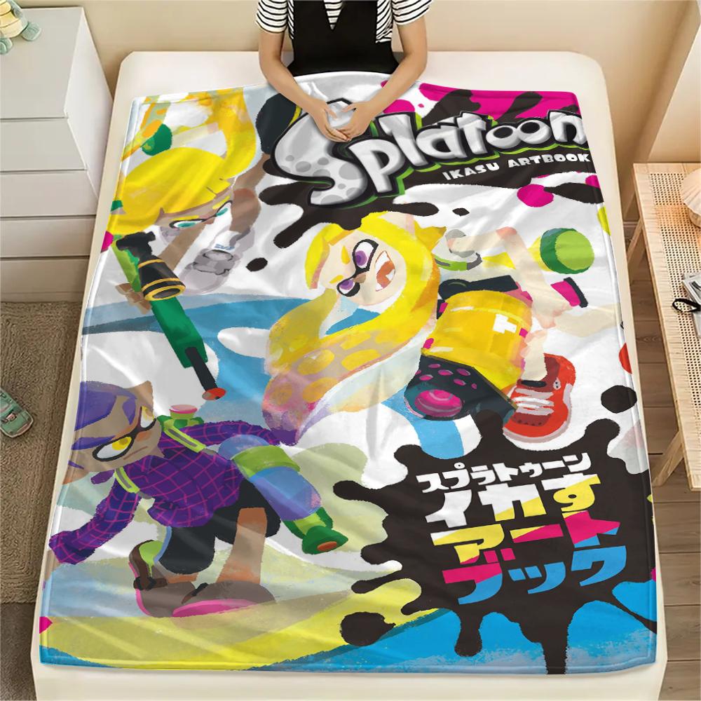 1PC Splatoon game Print Flannel Blanket, High quality Comfortable for All Seasons, Home Decor, Warmth and Comfort, Perfect for Christmas Gifts175