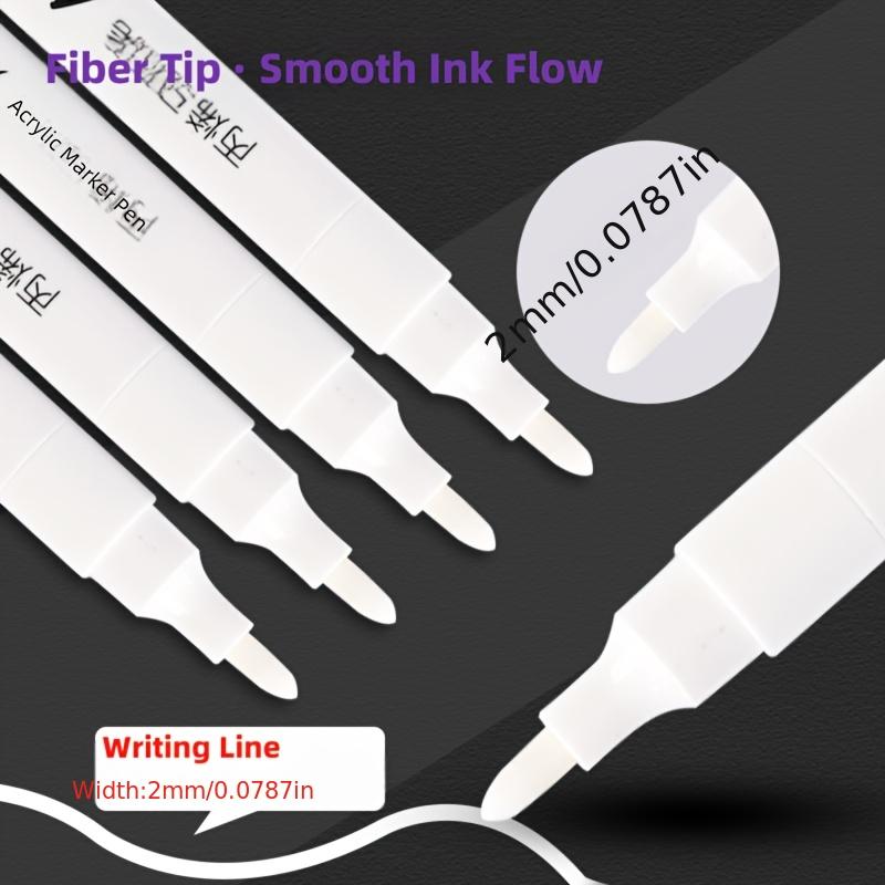 15pcs White Acrylic Marker Pens - Waterproof, Quick-Dry Art Markers for Drawing, Sketching, and Coloring, Sleek White Markers
