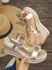 Fashion 2025 Summer Bohemian Style Wedge Heel Sandals Women Thick Sole Non Slip Beach Shoes Woman Colorful Bead Chunky Platform Sandals