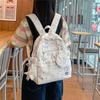 Cute Star Print Backpack with Multiple Pockets and Front Zip Compartment for School and Daily Use