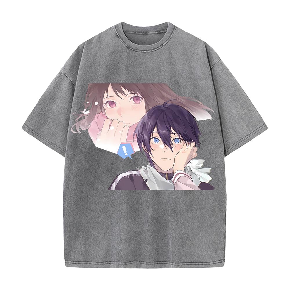 Anime Noragami Yato Iki Hiyori Graphic T Shirt Men Women Clothing Casual Cotton Tshirt Vintage Washed T-shirt Harajuku Male Tops
