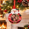 Handcrafted Holiday Photo Frames Christmas Frame Pendant with Hanging Rope, Personalized Wooden Picture for Tree Decoration, Cute Commemorative Holder