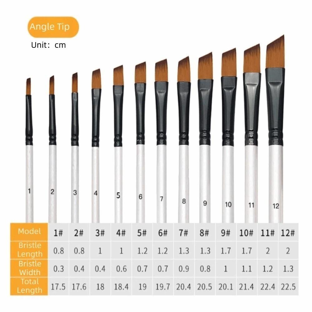 12PCS Nylon Hair Paint Brush Set Pearl White Painting Pen  Watercolor Pigment Application