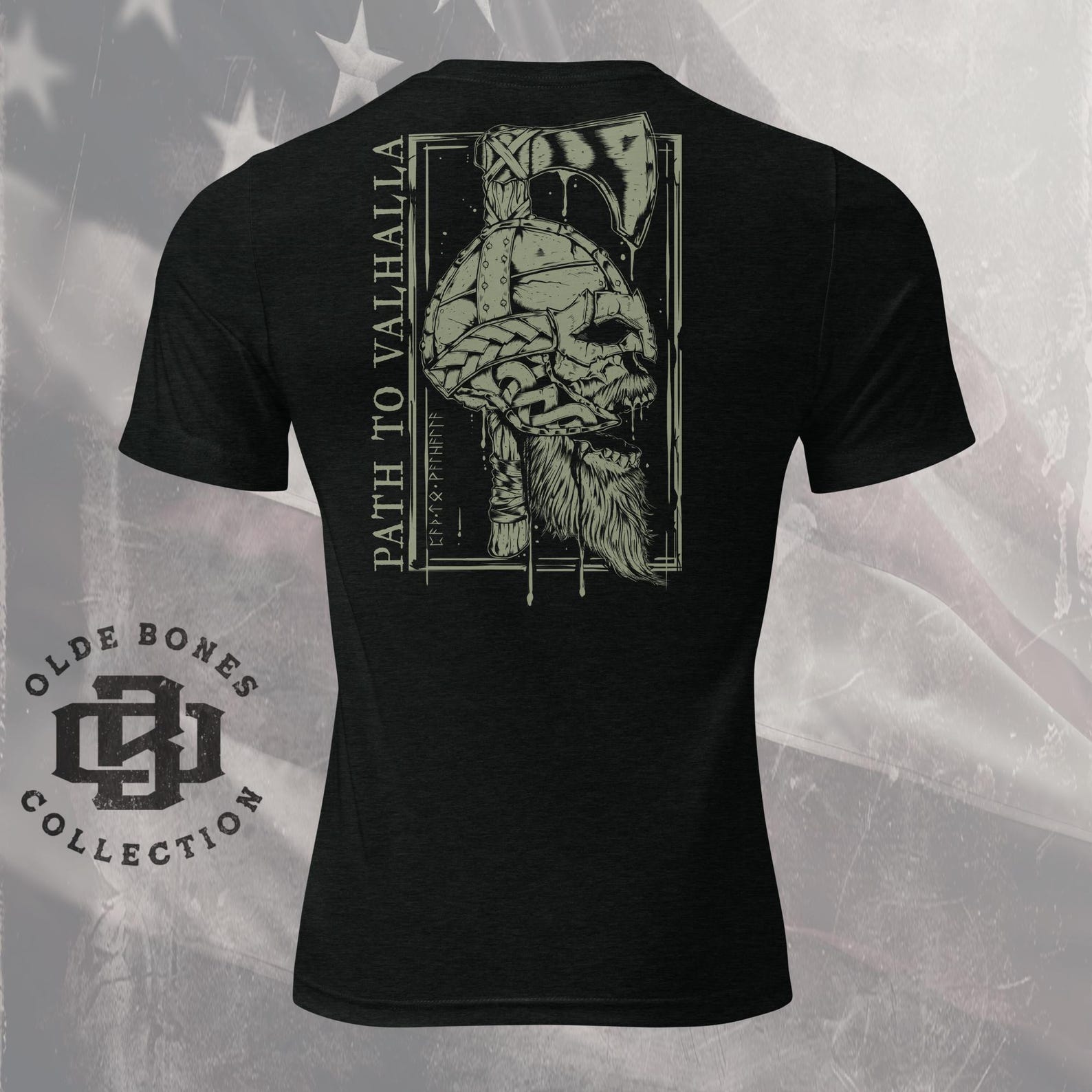 Tri-Blend Black Path to Valhalla Viking T-Shirt S