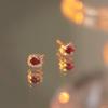 Shining  Inlaid Red Gemstone Crystal Square Earrings For Women New In Exquisite Stud Earings Fashion Party Jewelry