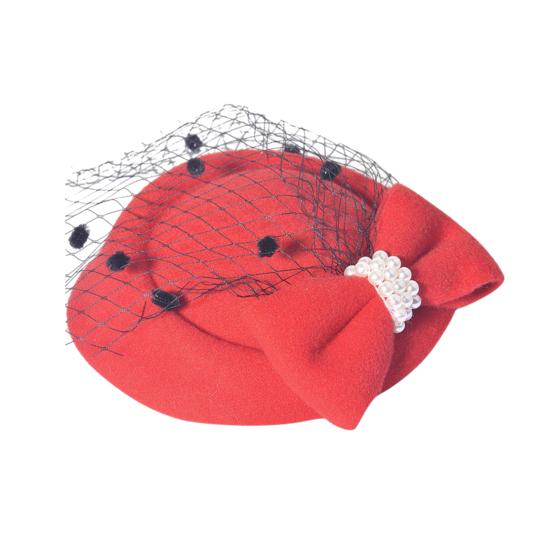 Fascinators Hat for Women Vintage Pillbox Hat Ladies 20s 50s Bridal Wedding Cocktail красный