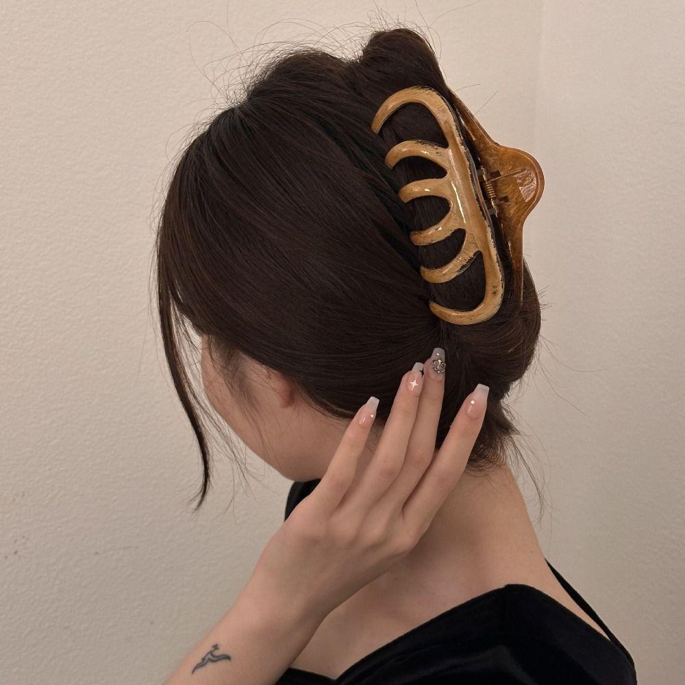 Grijpklem Grote Haarklauw Maillard Stijl Haaienklem Modieuze Plastic Haarklem Streetwear