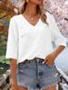 Womens V Neck T Shirt Half Sleeve Loose Fit Casual Basic Top
