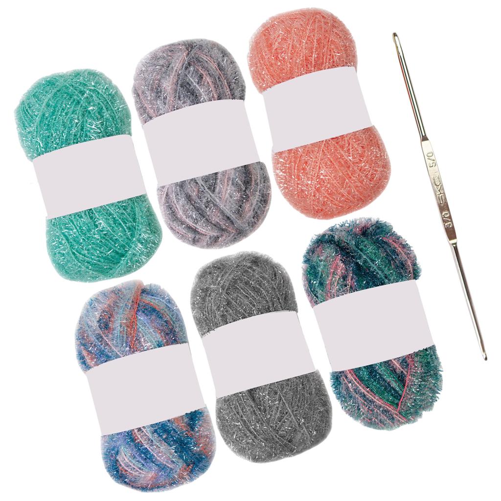 Colored Scrubby Yarn for Dishcloths Washcloths Crocheting Sparkling Polyester Yarn 1.76oz196 Yards Each for Knitting