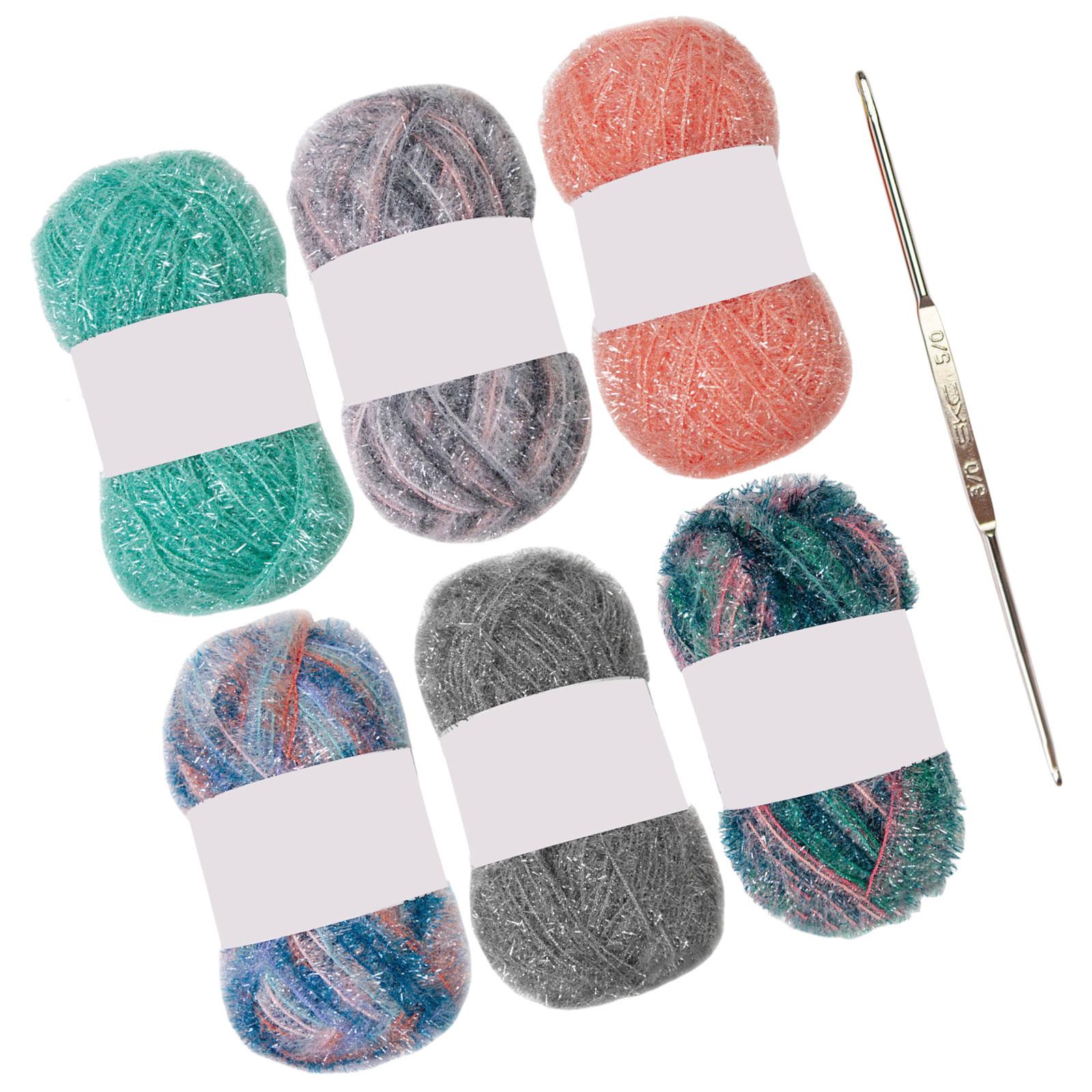 

Цветная мочалочная пряжа для вязания салфеток для мытья посуды, мочалок, блестящая полиэстеровая пряжа, 1,76 унции (50 г) 196 ярдов (180 м) каждая для вязания 1