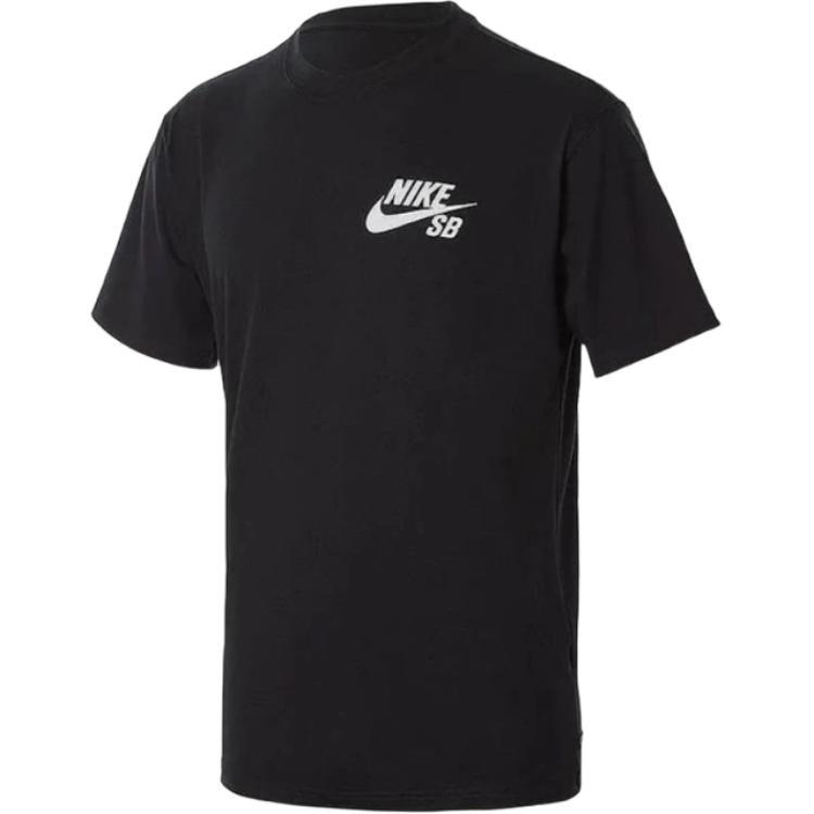 Men s Nike SB Logo Printing Sports Skateboard Short Sleeve Black T-Shirt DC7818-010 XL