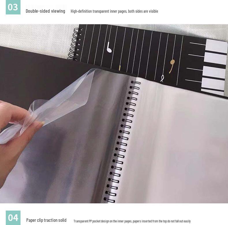 A4 Waterdichte Bladmuziekmap met Transparante Vakken voor Piano & Koor