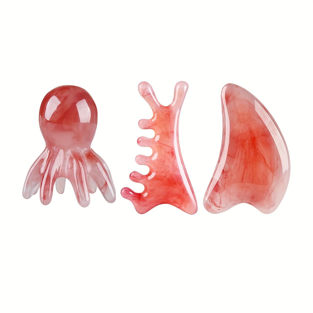 Набор из 3-х смоляных массажных инструментов для лица, головы и тела: Гуаша, прочистка меридианов и акупрессура для расслабления мышц.