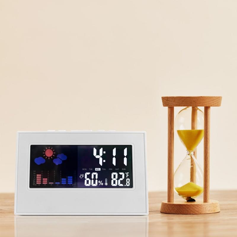 Voice Control Digital Weather Clock TEMP Humidity With Backlight Weather Forecst 12/24H Electronic LCD Clock With USB Cable