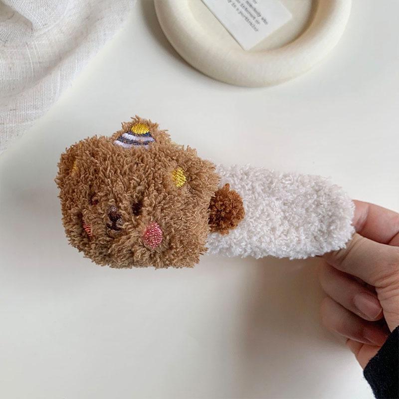 Haarspange im koreanischen Stil: Plüsch-Puddingbär-Entenschnabel – Großes, niedliches Make-up-Accessoire