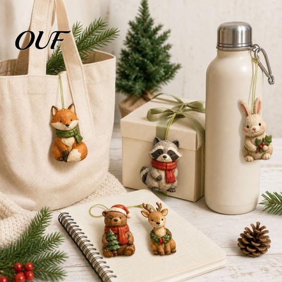 Collectible Christmas Figures Woodland Animal Advent Calendar, 24-Day Countdown Set with Forest Calendar Critter Ornaments, 2D Acrylic Tree