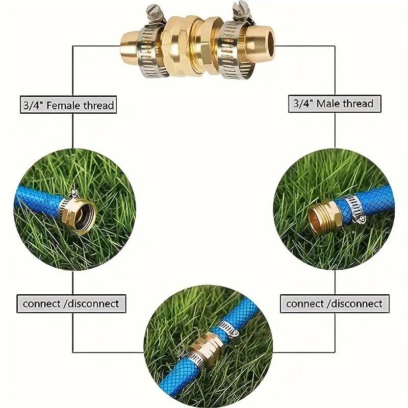 3/4-5/8 Garden Hose Service Connector with Clamp Suitable for 3/4 or 5/8 Garden Hose Fittings Durable Service Connector