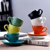 80cc Coloured Cheap Thick Ceramic Espresso Cups Saucer Set Cafe Household Caffe Latte Expresso Strong Coffee Mugs Tray Wholesale