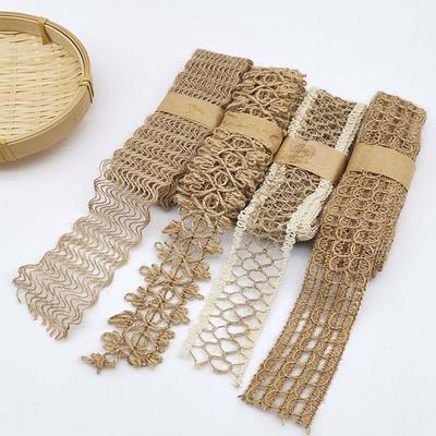 Natural Wide Home Ornament DIY Scrapbook Woven Lace Gift Box Decor Jute Ribbon Burlap Roll Wedding Party Supplies Hemp Rope