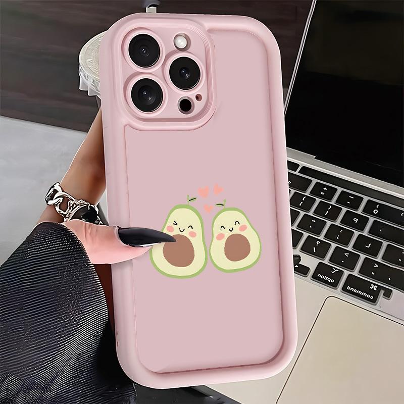 Cute avocado pattern phone case suitable for iPhone 17 16 15 14 13 12 11 Pro/Max/Plus anti drop and shockproof back cover