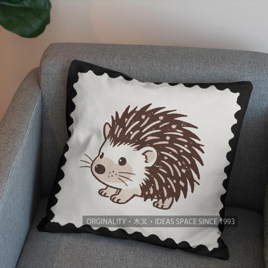 2D Cute Hedgehog Pattern Pillow Cover For Home Pattern Cushion Cover Suitable For Sofa Bedroom Car Pillow Cover