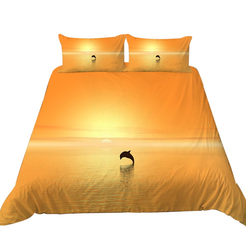 Set de lenjerie de pat 3D Ocean Animal Theme Series cu țesătură din fibră superfine Cuvertură moale și față de pernă de lux 2/3 buc.