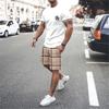 Set T-shirt a Strisce Casual da Uomo e Pantaloncini Estate Traspirante Completo Due Pezzi per Spiaggia, Vacanze e Tempo Libero all'Aperto