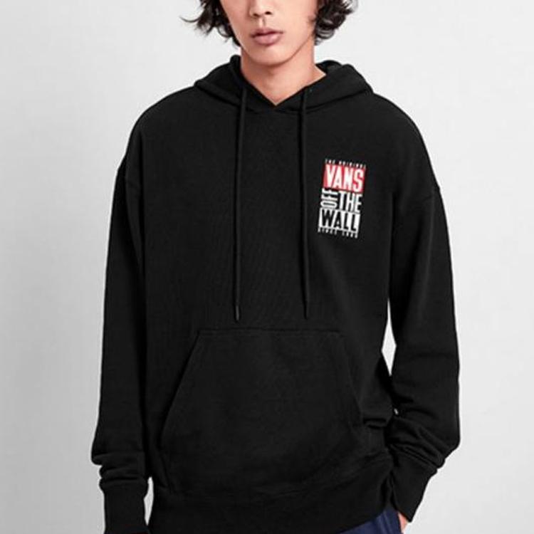 Vans Logo Print Pullover Hoodie Men Tops Black VN0A4ML3BLK