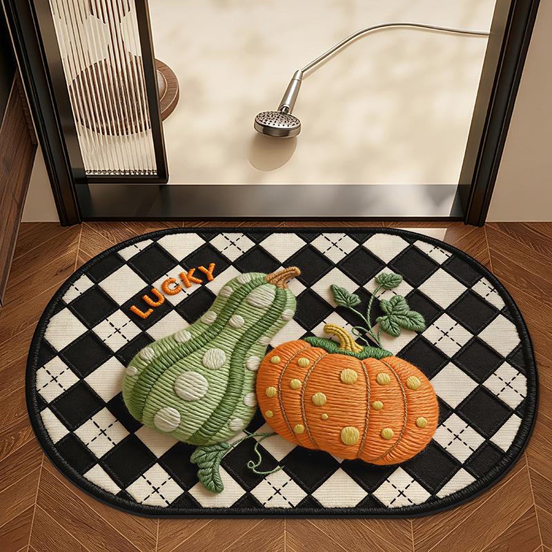 Colorful Pumpkin Anti-slip Bathroom Mat – Water Absorbent Decorative Floor Rug