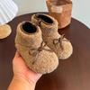 2024 Winter Neue Kinder Ballerinas Fellüberzug Zehenbereich Leicht Warm Kinder Mode Schleife Freizeit Mary Jane Schuhe