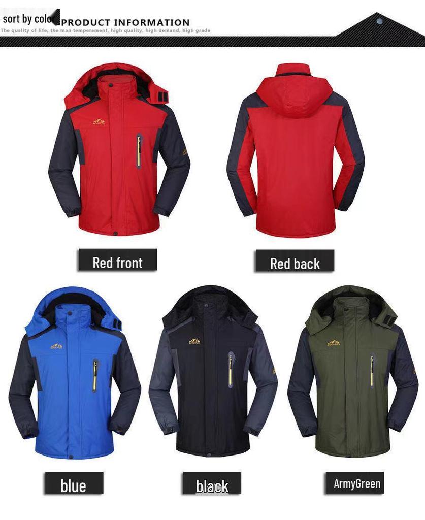 Men's Plus Velvet Thickened Mid-Length Winter Windbreaker with Custom Logo