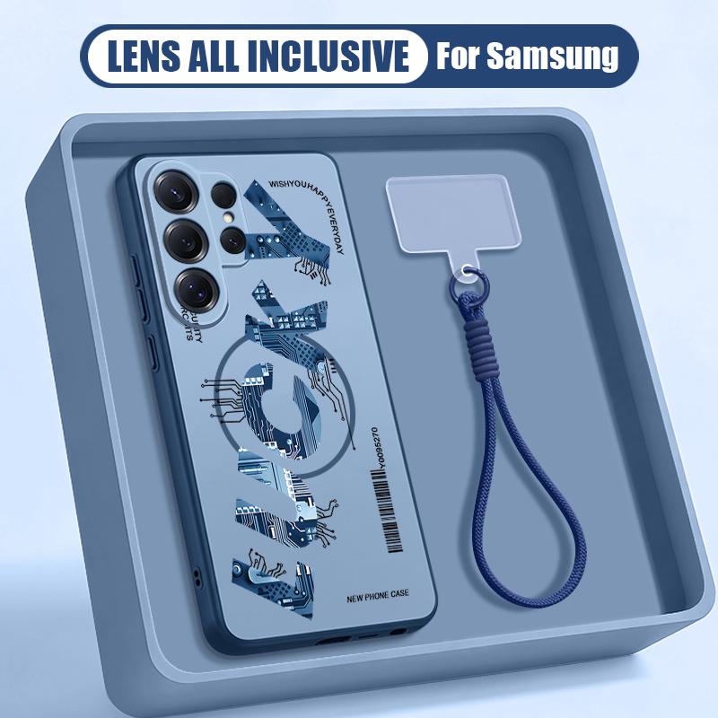 Letter Doodle Print Case For Samsung S26 Ultra S25 FE S24 S24 Plus A57 A37 A17 A56 A36 A16 A55 A35 A15 A54 5G Hybrid Magnetic Matte Cover