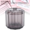 Qtip Holder Dispenser for Floss Picks Transparent Black Acrylic 3 Compartments Dust Water Resistant Lid Cotton Rounds Dispenser