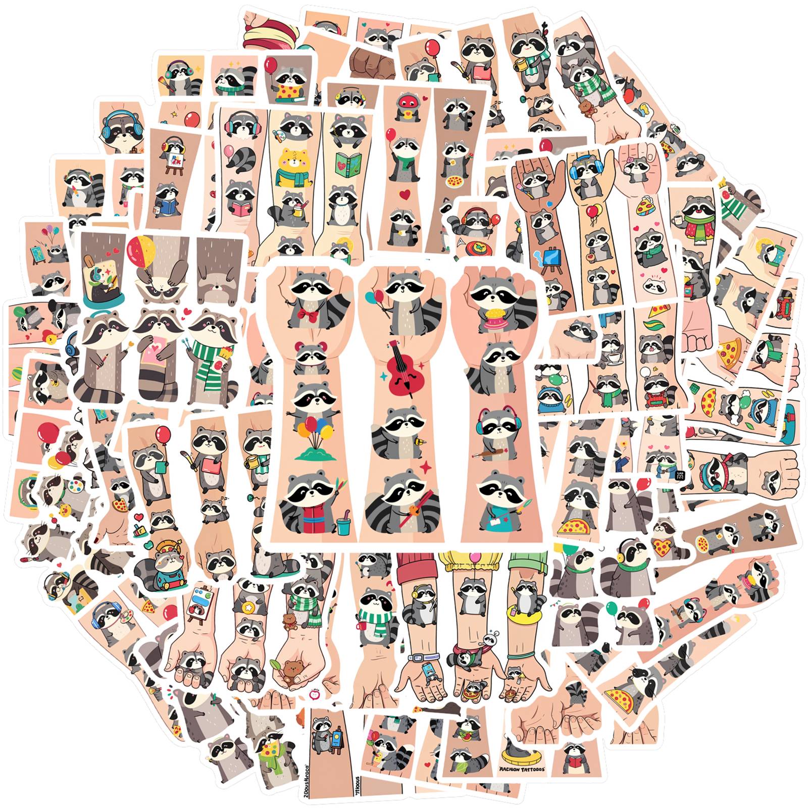 

35pcs Cartoon Animals Stickers Cute Raccoons Graffiti Decals Stickers For DIY Phone Guitar Laptop Notebook Suitcase