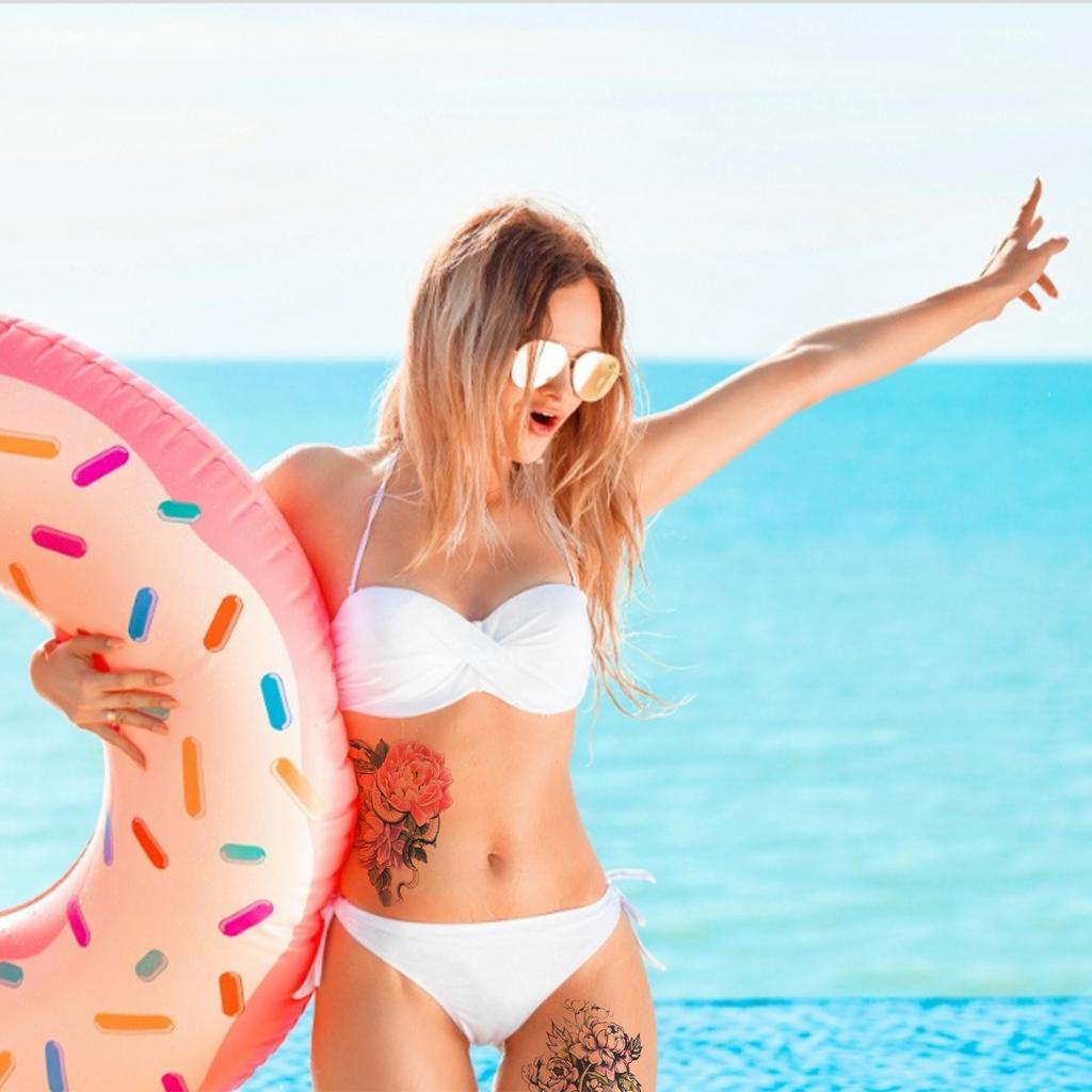 10 Sheet Waterproof Temporary Tattoo Sticker Women Flower Pattern Tattoo Sticker Accessory