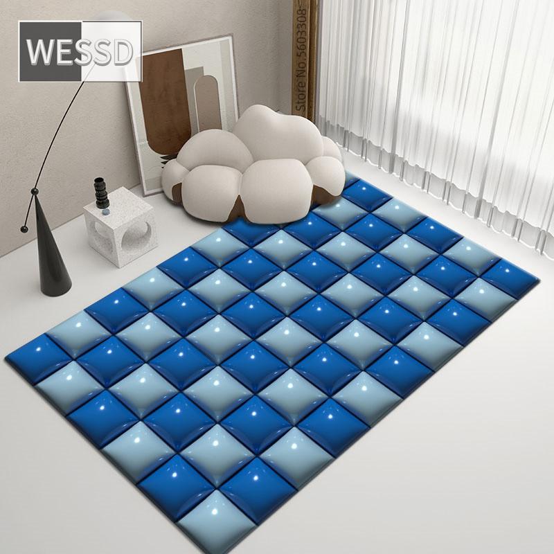 3D Carpet Geometric Plaid Large Size Room Rugs Gaming Room Mat Decoration Bedroom Checkerboard Carpet For Bathroom Mat