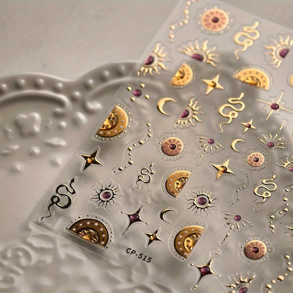 1Pc Color Gold + Jelly Glue Cartoon Nail Stickers Nail Art Stickers